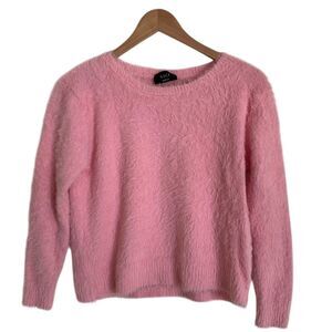 Vivi Womens Eyelash Fuzzy Crop Sweater Pink Size‎ M Long Sleeve Barbie